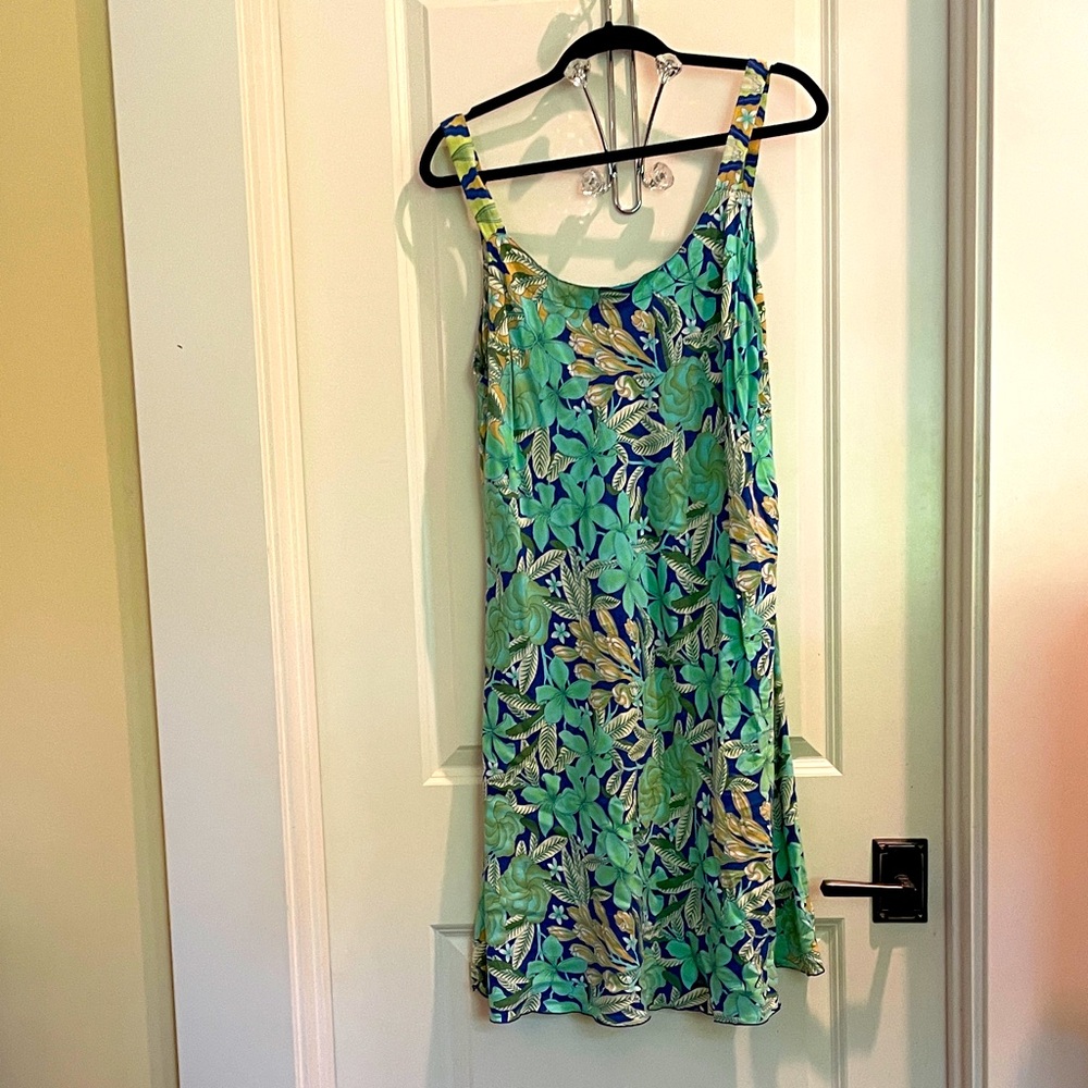 Rainbow Tropical Green and Blue Mini Dress
